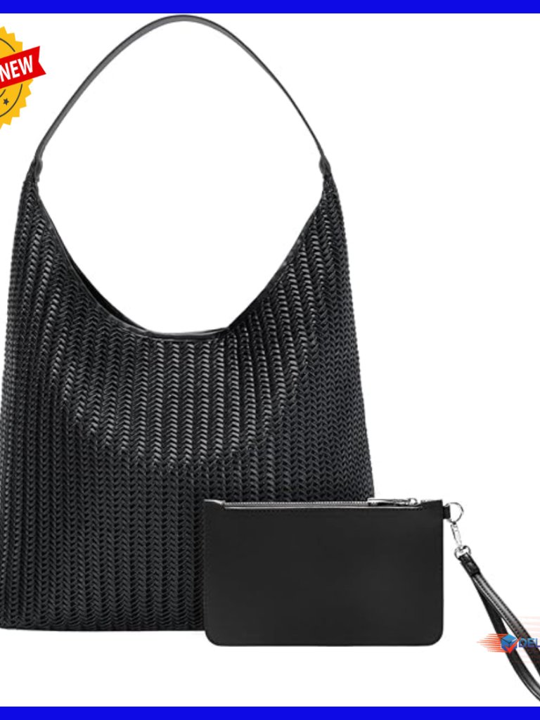Woven Tote Bag With Mini Organizer Pouch, Spacious Work Purse